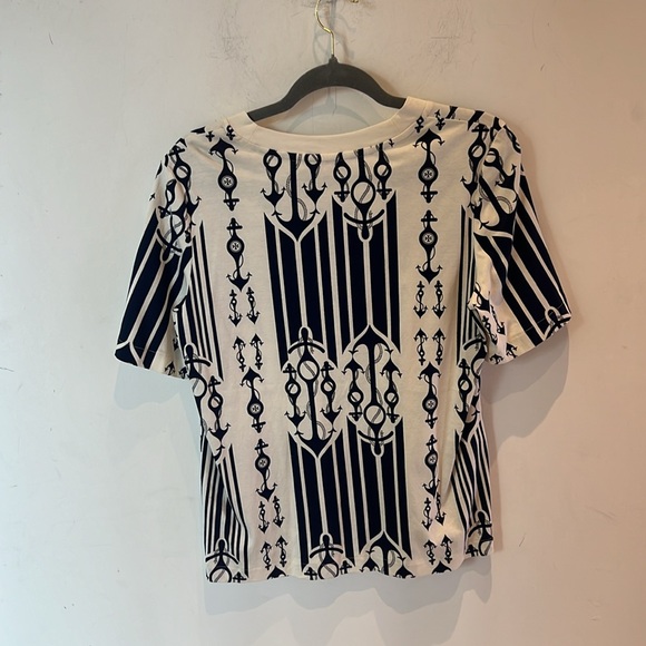 Tory Burch Cotton Ivory and Navy Anchors Top - Picture 3 of 5